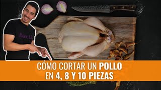 Cómo CORTAR un POLLO ENTERO en 4 8 y 10 piezas  Fácil y rápido [upl. by Akamahs]