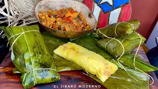 LOS NUEVOS PASTELES DE PUERTO RICO PASTELES DE GUANIMES quot GUANIMOSquot RELLENOS DE BACALAO GUISAO [upl. by Ijan]