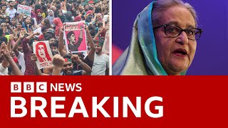 Bangladesh PM resigns and flees country as protesters storm palace  BBC News [upl. by Atrebla]