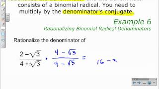 Rationalizing Binomial Radical Denominators [upl. by Un753]