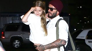 David Beckham Carries Daughter Harper Through LAX [upl. by Ssyla]