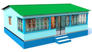 tin shed home design  village style tin roofing house plan  sunder gharka design [upl. by Averil]