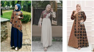 20 Model Baju Gamis Batik Kombinasi Polos Modern Terbaru 20212022 [upl. by Asseneg]