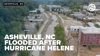 Drone flies through flooded Asheville NC after Hurricane Helene [upl. by Carlyle]