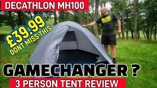 £3999 Tent Review  DECATHLON MH100 3 person Tent UNBEATABLE DEAL [upl. by Nitfa]