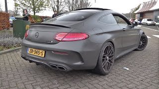 640HP MercedesAMG C63S Coupe with Decat Downpipes Stage 2  Start Revs amp Accelerations [upl. by Aerdnak]