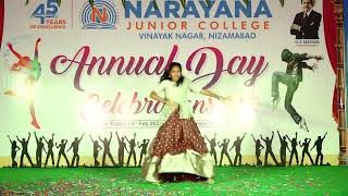 ANNUAL DAY CELEBRATIONS NARAYANA COLLEGE NIZAMABAD JR NAZ SOLO DANCE [upl. by Inatsed]