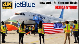 First Flight  jetBlue A320 New Service From New York To St Kitts And Nevis Eastern Caribbean [upl. by Disini]