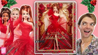 NEW 2024 Holiday Barbie doll unboxing review [upl. by Al]