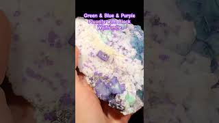 Hunan Porcelain Green amp Blue amp Purple Fluorite with Black Wolframite minerals fluorite quartz [upl. by Stegman]