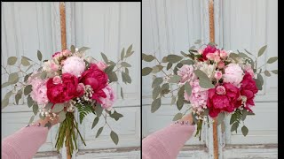 🌸Tutoriales y tips de floristería para principiantes Bouquet boho de peonías y rosas🌸 [upl. by Mcneely]