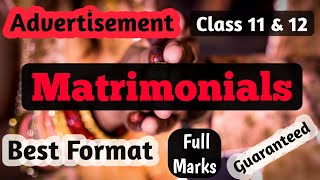 Matrimonials advertisement for class 11 end 12  Concept with solved example [upl. by Ydne]