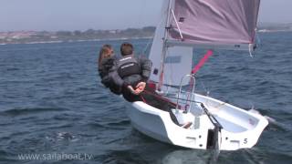 How to Sail  How to tack turn around a two person sailboat [upl. by Amuwkuhc]