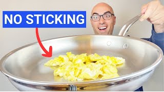 How to Cook SCRAMBLED Eggs in Stainless Steel WITHOUT Sticking [upl. by Ciro]