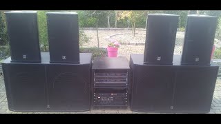 Audiophony Bass Reflex sub Cb218 dual 18 inch and 4× E12 tops PA Setup PA Speaker test [upl. by Nerahs]