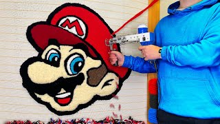 ASMR Rug Tufting  Mario Face Rug Start To Finish [upl. by Debby]