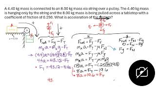 Worked Pulley Table and 2 Masses Problem pulleys [upl. by Ayanaj]