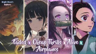 Nightcore  Faded ✗ Cheap Thrills ✗ Alive ✗ Airplanes  Switching Vocals   Lyrics [upl. by Llenor817]