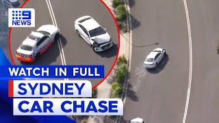 WATCH High speed car chase across Sydney ends in violent crash  9 News Australia [upl. by Anastase604]