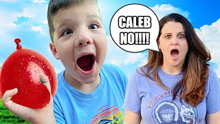 🎈 CALEB ATTACKS MOM with WATER BALLOONS  CALEBs FIRST DAY OF SCHOOL [upl. by Stromberg]