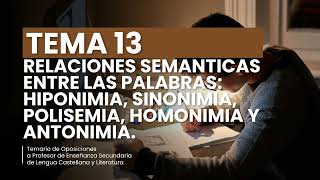 TEMA 13 RELACIONES SEMÁNTICAS ENTRE LAS PALABRAS [upl. by Gregor961]