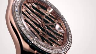 Rolex Datejust in Everose with quotzebraquot dial at Baselworld 2012 [upl. by Ahsiaa586]