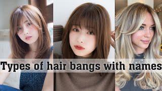 Types of hair bangs with nameshair bangsTHE TRENDY GIRL [upl. by Noryahs194]