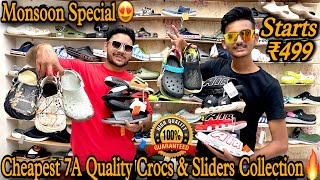 Kolkata Shoes Market  Premium Crocs Collection  Cheapest Sliders In Kolkata  Shine Shoes  ₹499😍 [upl. by Lenneuq]