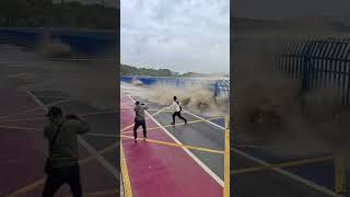 360degree photography of the surging tide at Zhutoujiaoba a famous tidewatching spot in Hangz [upl. by Siddon]