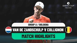 Van De Zandschulp v Collignon Highlights  Netherlands v Belgium Davis Cup 2024 Finals Group Stage [upl. by Ecinert]