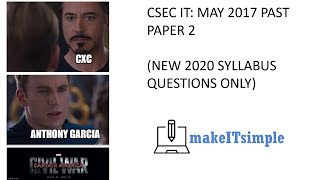 CSEC IT MAY 2017 PAPER 2 SOLUTIONS 2020 Syllabus questions only  MAKE  IT  SIMPLE  TT [upl. by Heins311]