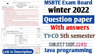 22412 winter 2022 solved question paper  java programing winter model answers 2022  msbte 4 sem [upl. by Marlon363]