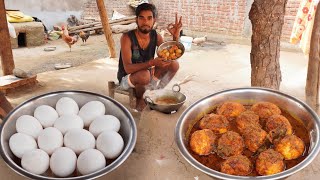 EGG CURRY RECIPE in village traditional style cooking for eating  anda masala gravy in bihari style [upl. by Elohcin]