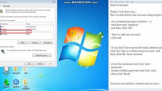 How to Add and Delete user Account using netplwiz [upl. by Annaul]