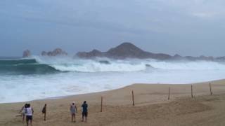 Hurricane Blanca Cabo San Lucas Unexpected Massive Wave Nearly Washes Away the People [upl. by Annaul]