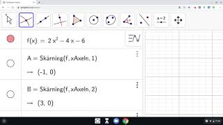 GeoGebra  Grafanalys  Nollställen grafisk metod [upl. by Estis919]