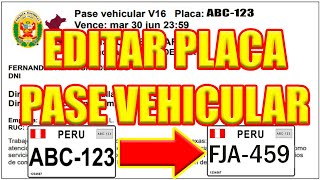 EDITAR 💻 PLACA DEL NUEVO PASE VEHICULAR 🚗  POLICIA NACIONAL 2020 🚓 [upl. by Atiuqrahs]