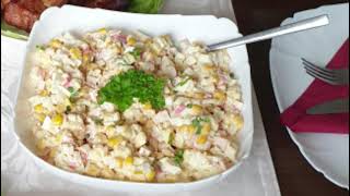 Salata cu betisoare de crabi si porumb  Salad with crab sticks and sweet corn [upl. by Dibrin]