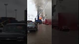 Mobile Harbour Crane caught fire  Shorts [upl. by Ainotna]