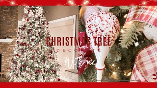 🎄NEW 🎄 CHRISTMAS TREE DECORATE WITH ME 2023  RED AND WHITE TREE DECOR [upl. by Dyl741]