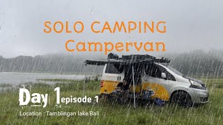 SOLO CAMPING in the Lake with Rain  Campervan nissan Evalia  Tamblingan lake  relaxing camp ASMR [upl. by Laeira]