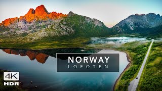 STUNNING drive in LOFOTEN Norway at SUNSET Henningsvær to Svolver  Cinematic Walking Tours 4K [upl. by Apgar795]