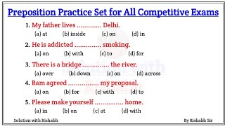 Preposition objective questions Practice set  Preposition exercise in English grammar  Preposition [upl. by Darby]