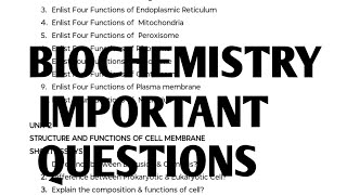 BIOCHEMISTRY Important questionsBsc nursing biochemistry important questionsbscnursingexamsrguhs [upl. by Todd]