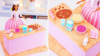 👩🏻‍🍳 Baker BARBIE Doll CAKE 💖 I turned my studio into a CAKE [upl. by Melita]