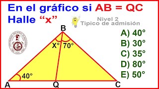 CONGRUENCIA DE TRIANGULOS NIVEL INTERMEDIO ADMISION UNI GEOMETRIA [upl. by Goff621]