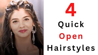 4 Simple amp Quick Open Hairstyles  Party Hairstyles  Simple Hairstyles [upl. by Idham]