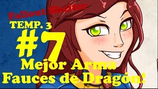 La mejor arma legendaria Fauces de dragon desbloqueada Fallout Shelter T3C7  Gameplay Español [upl. by Dyann]