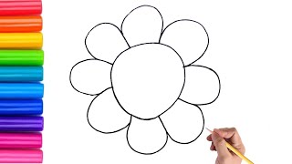 Easy Sun Flower drawing and colouring for kids DIY for kids Toodlers Crazy drawing [upl. by Rosenwald41]