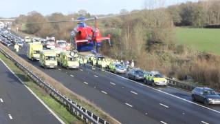 Air Ambulance taking off from the M5 at Tiverton [upl. by Wolbrom268]